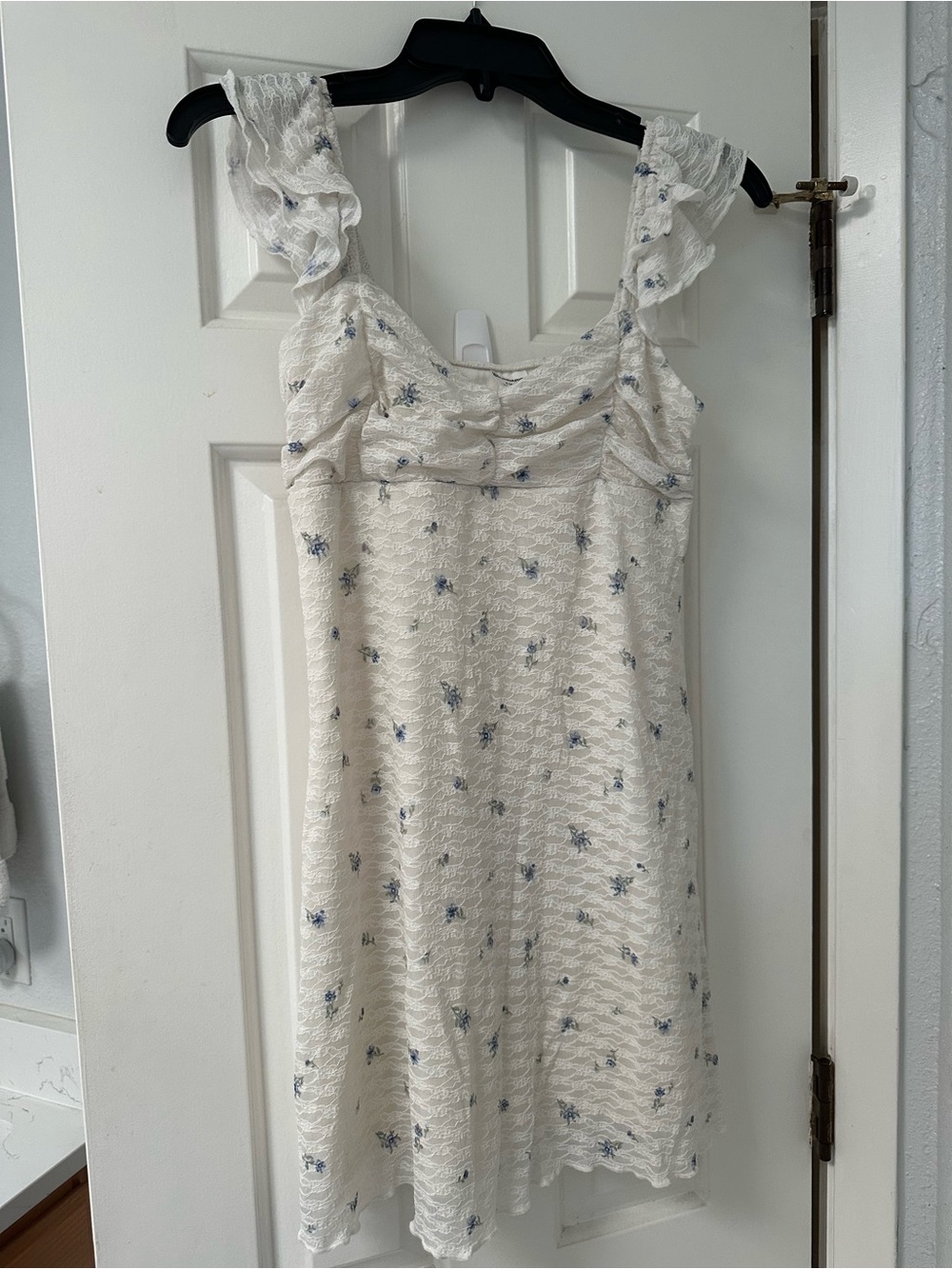 Ivory Floral Lace Ruffle Strap Sundress